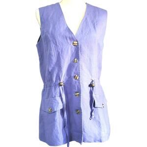 Jennifer Eden Tunic Top Size 6 Lined Sleeveless Purple Gathered Waist Vintage